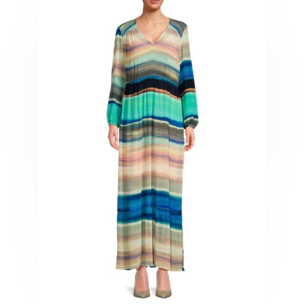 Marie Oliver Luciana Stripe Silk Blend Maxi Dress in Size XL